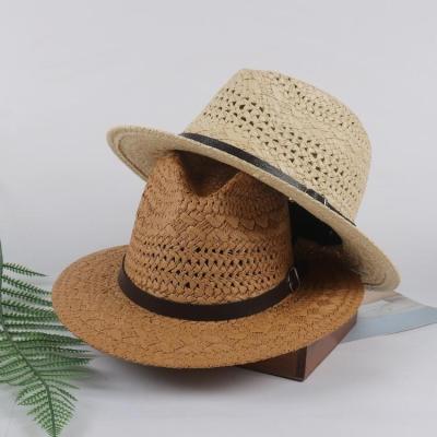 China Fashion Men's Wide Brim Panama Hat Mexico Paper Sombreros Cowboy Hat Summer Beach Sun Shapable for sale