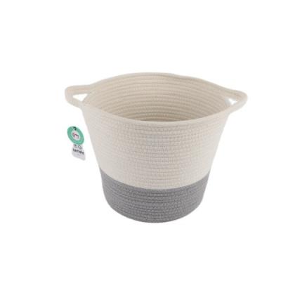 China Factory Price Storage Durable Chinese Natural Woven Cotton Rope Basket With Handle for sale