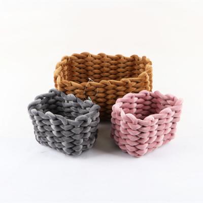 China Manufacturer Wholesale Large Storage Durable Laundry Woven Cotton Rope Basket for sale