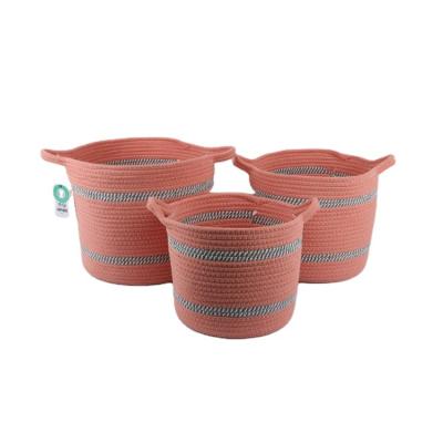 China Wholesale Price Durable High Standard Factory Storage Cotton Rope Eco - Friendly Cute Round Basket for sale