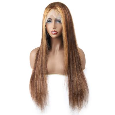 China Soft/Easy Wear Hot Selling Sheer Lace Front Knot 13x4 Bleached Silk Straight Hair Wigs 10-40 Inch P4/27 For Black Women for sale