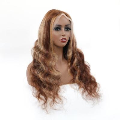 China Soft/Easy To Wear Full Lace Wig 100% P4/27 Body Wave Virgin Hair Hd Natural Transparent Wholesale 13X4 Lace Wig 100% Lace Wig For Black Women for sale