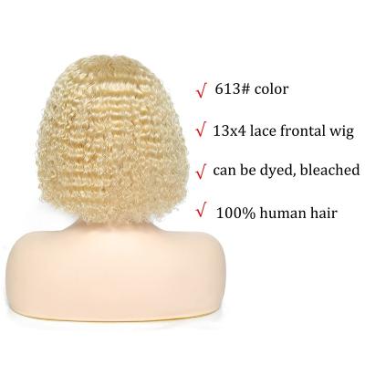 China Free Deep Wave Lace Front Wigs 613 Part 13x4 Curly Blonde Curly Wigs For Black Women Lace Up Raw Hair 150% Density Full Wig Ends for sale