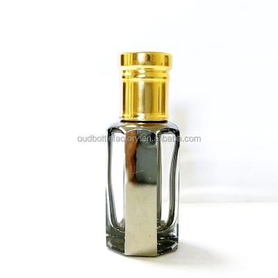 China 12ml Oud Cosmetic Perfume Oils Attar Bottle With Plastic Stick And Gold Screw Cap for sale