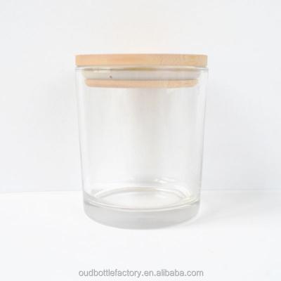 China Home decoration candle glass jars wholesale transparent clear with lid glass bamboo jars for candles for sale