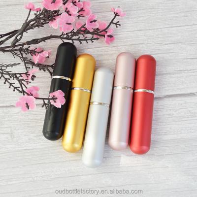 China Cosmetic Gold Pink Black Silver Empty 5ml Gold Glass Perfume Spray Bottle Blue for sale