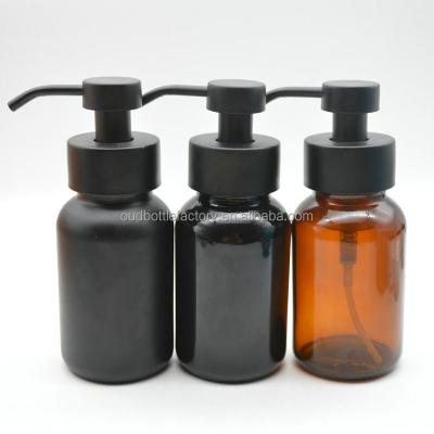 China High Quality Empty Amber Foaming Personal Care Pump Bottle Glass For Liquid Soap for sale