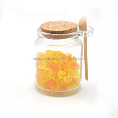 China High Quality Freshness Preservation Luxury Food Safe Empty Glass Honey Jars Bulk With Spoon for sale