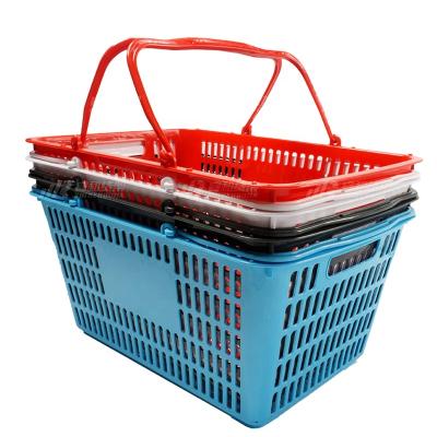 China Guangzhou Factory Supermarket Blue Plastic Grocery Store Fashion Plastic Handheld Shopping Basket for sale