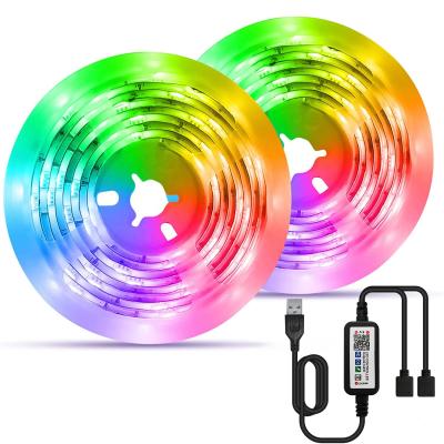 China Desktop Colorful SMD 5050 DC5V 10m Kit USB Powered APP LED TV Control RGB Strip Lights Flexible Led Strip Backlight for sale