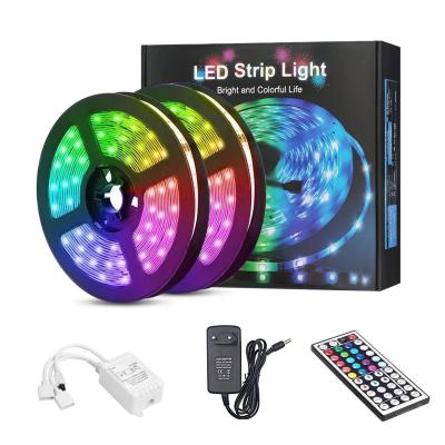 China Easy Installation 5M 10m Desktop 12V 18LED 15M 20M Flexible Remote Controller Kit SMD 5050 RGB Led Strip Lights for sale