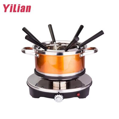 China Viable Stainless Steel Electric Chocolate Cheese Fondue Maker Warmer Pots Melted Crucible for sale