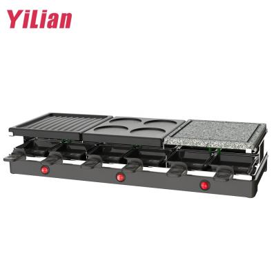 China Easily Assembled New Two Temperature System Electric Pot Teppanyaki BBQ Grill for sale