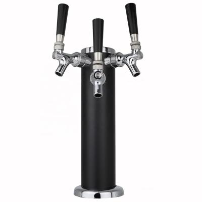 China 1 Holes Food Grade Stainless Steel Drink Dispenser Beer Tap Tap Black Draft Beer Tower 3 Holes 12 Inch for sale