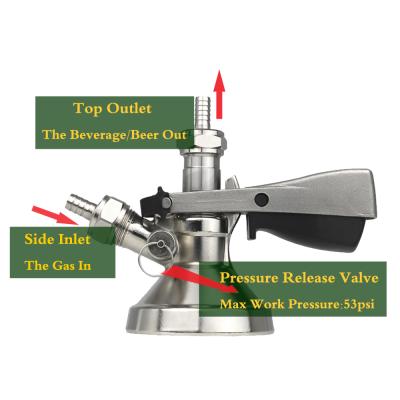 China Sustainable G type beer keg coupler draft beer dispenser with relieve valve for bar and home brew for sale