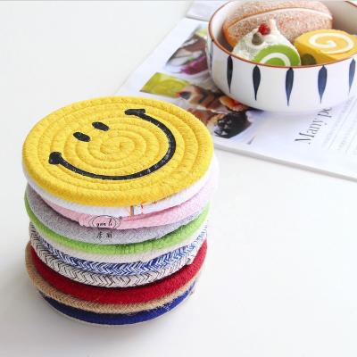 China Viable Heat Resistant Coasters For Beverage Drink Absorbent Handmade Braided Woven Round Coasters for sale