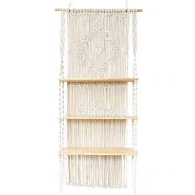 China Handmade home decor macrame wall hanging macrame wall shelf housewares boho decor macrame shelf for sale