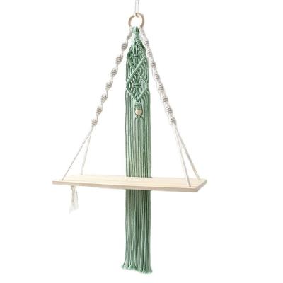 China Eco-friendly Macrame Plant Hanger Shelf Rattan Plant Hanger Macrame Wall Hanging For Plant for sale