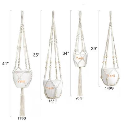 China Minimalist Macrame Plant Hangers with Indoor Outdoor Plant Hanger Plant Rope Hooks Cotton Planter Hanging Baskets for sale