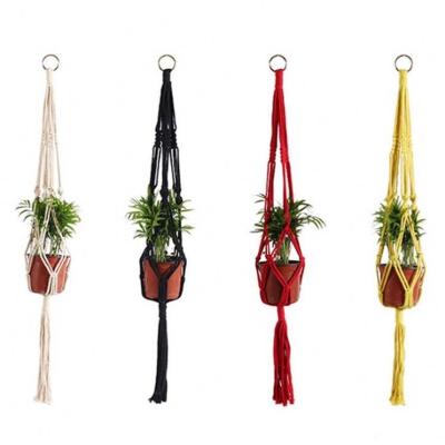 China Eco-friendly Colorful Macrame Wall Hanging Shelf Macrame Plant Hanger Rope Plant Hanger Shelf Indoor&Outdoor Home Decor for sale