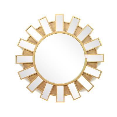 China FR-15401 sunburst wall mirror with metal with gold leaf frame for home for sale