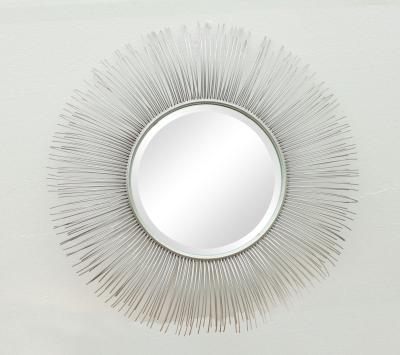 China Sunburst Metal Frame Wall  Mirror  with Metal lines100% Handmade in Silver for sale