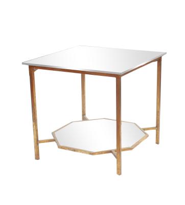 China Two layer coffee table with mirror top in gold metal framed gold finsh for wholesale for sale