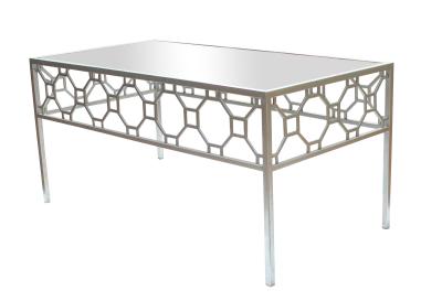 China FR-15435 Metal frame coffee table top with bevelled mirror in antique silver finish for sale