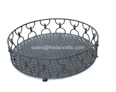 China Metal fruit tray in black finish metal framed 14 1/5