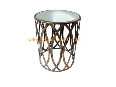 China Mirror top V shape base end table gold finish side table wholesale for sale