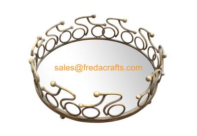 China China Factory Nice Mirror Tray With Metal  Decorated Frame in Various Size and Colors for sale