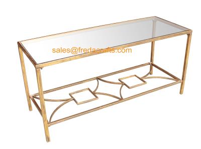 China FR-15112  Metal Framed Gold Foil Coffee Table with Mirror Top For Home and Hotel for sale