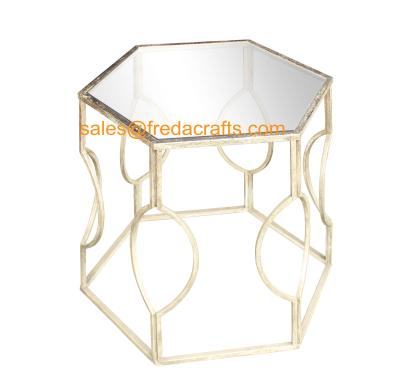 China Direct factory price metal frame side table tempered glass top for for home decor for sale