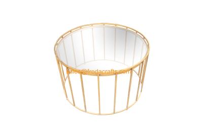 China Export Standard Metal Wire Decorated Gold Leaf Finish Tempered Glass Coffee Table for sale