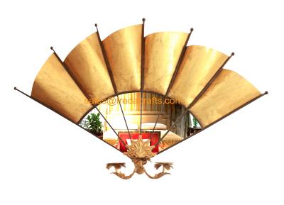 China FR-15175 Fan shape metal framed gold leaf finish wall mirror for room decoration for sale