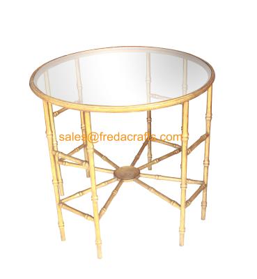 China Top-selling Bamboo iron Design Metal Frame Hand Foil Finish Mirror Top Coffee table for sale