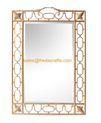 China Rectangle Shape Elegant Design Gold Finish Edge Bevelled Decorative Wall Mirror for sale