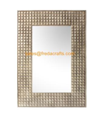 China High Quality Metal Grid Decorative Antique Gold Finish Livingroom Wall Mirrors for sale