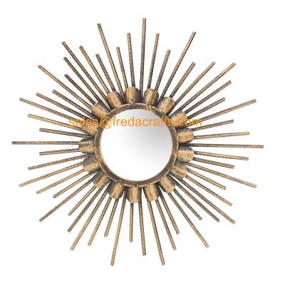 China China Factory Good Price Gold Finish Sunburst Decorative Wall Mirror For Home Decor for sale