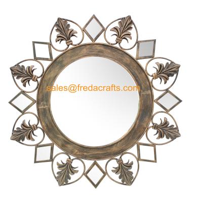 China Wholesale Eco-Friendly Europe Style Resom Decorated Handmade metal Antique Mirror for sale