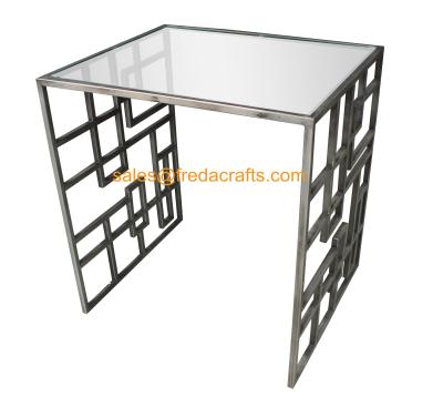 China High Standard Metal Frame Gold Finish Tempered Glass Top Coffee Table for sale