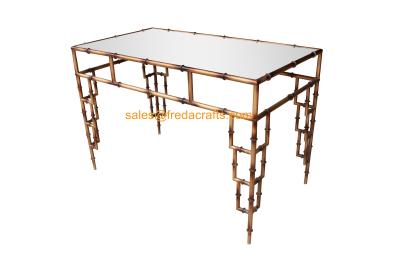 China The Most Popular High Standard Home Decor Furniture Bamboo Iron Design Mirror Top Console Table for sale