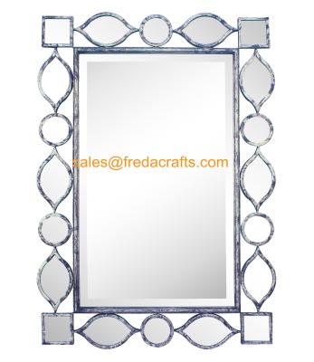 China Factory Direct Price Metal Geometric Drawing Decorated Rectangle Living Room Wall Mirror for sale