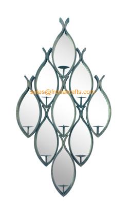 China Rhombus Shape Metal Fish Frame Designed Wall Mirror With Candle Holder For Home Decor Hotsale for sale