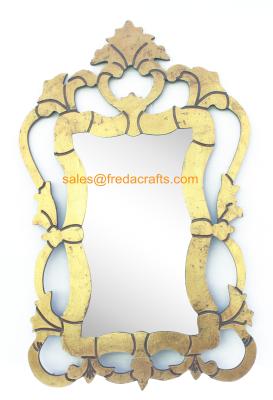 China Elegant Design Baroque Style Shining Gold Finish Metal Framed Decorative Wall Mirror for sale