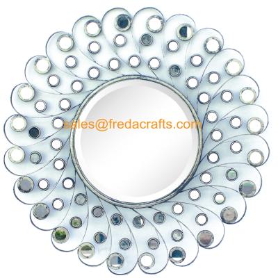 China Luxury Design Small Mirror Decorated Metal Frame Home Decor Wall Mirror for sale