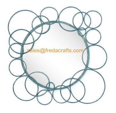 China Nice Design Metal Circle Collect Design Square Wall Mirror For Home Decoration for sale