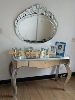 China 2016 new style oval shape mirror curved cosmetic glass mirror for home decoration for sale