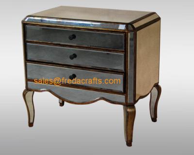 China Direct factory price antique glass venetian mirrored bedside cabinet  furniture for sale