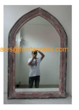 China FR-16701 China Supplier Simple Design Arched Shape Wood Framed Decorative Wall Mirror for sale